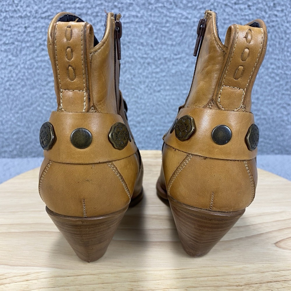 Durango Boots Women 6.5 M Brown Ankle Leather Western Cowgirl Zipper Embellished - Picture 4 of 16